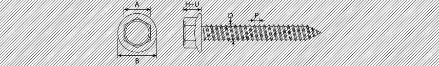 Self-tapping screws hexagon head with flange and cutting thread