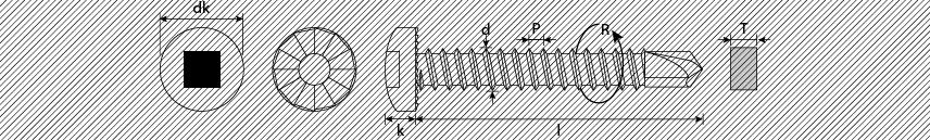 Self-drilling screws square drive pan head with serration under head