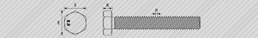 Screws hexagon head with full thread