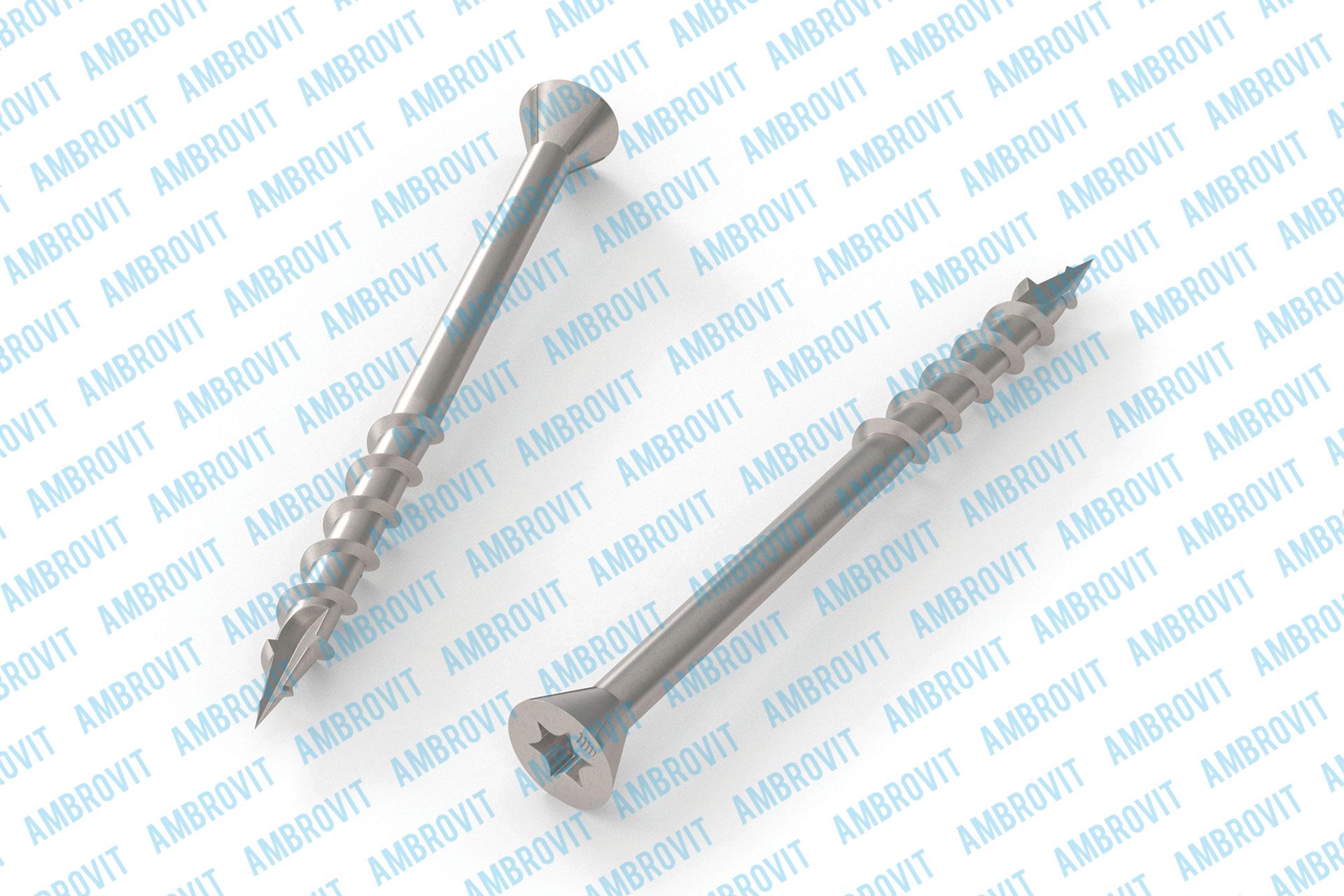 Stainless steel wood terrace screws tx small flat head 60° w/ribs under head type 17