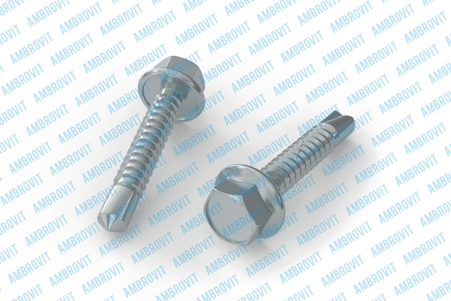 Self-drilling screws hexagon head with flange and cutting thread